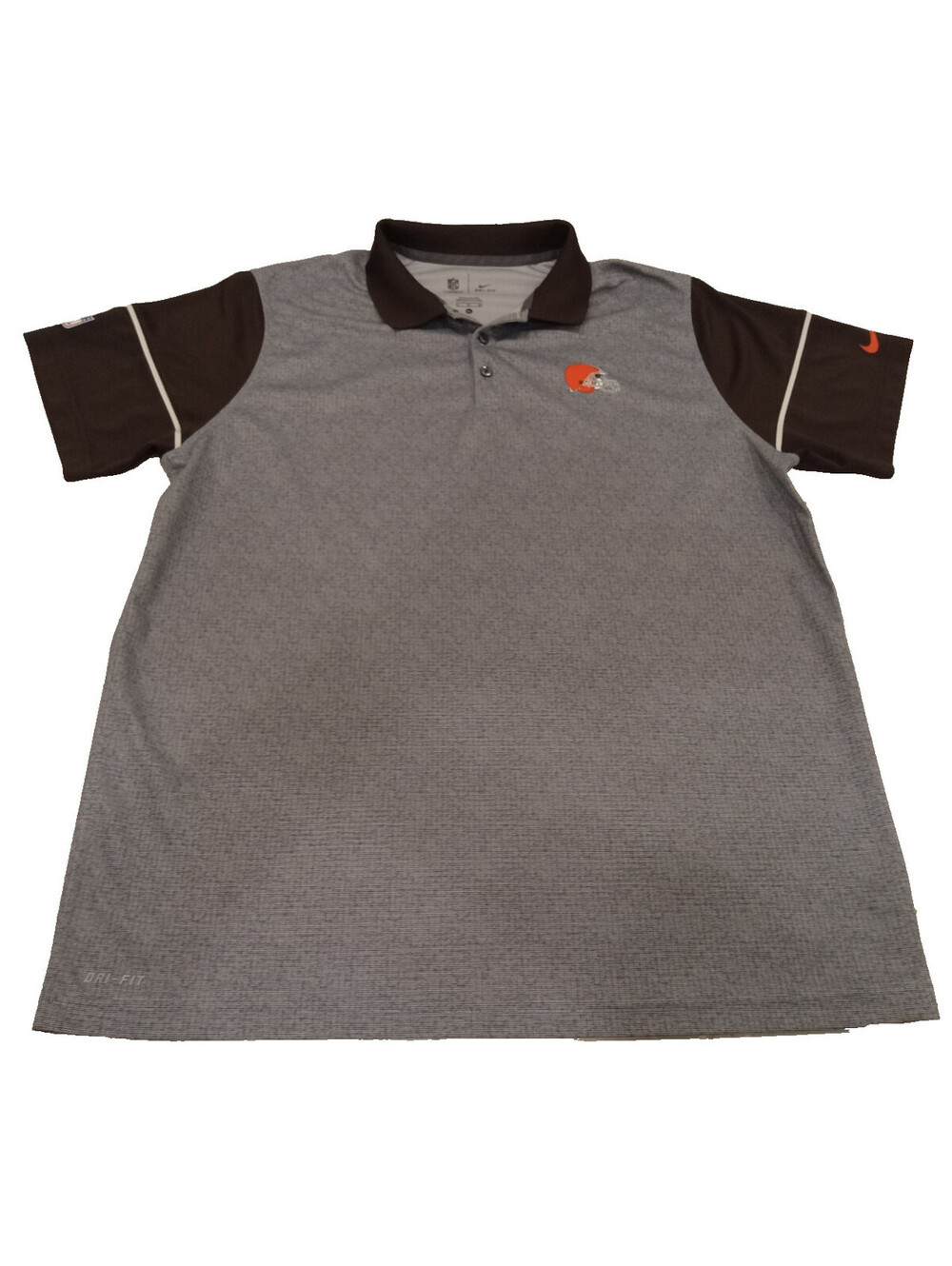 Nike Cleveland Browns Polo Shirt Mens XL Gray Brown Dri-FIT NFL On Field XL